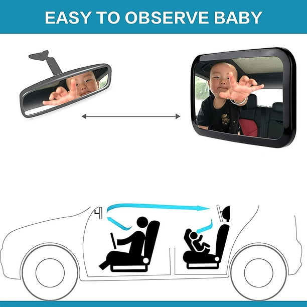 Espejo de coche de bebé, espejo retrovisor de bebé, espejo retrovisor de  coche de bebé, espejo de asiento trasero, espejo de coche de bebé, rotación  360 Feliz Sencillez