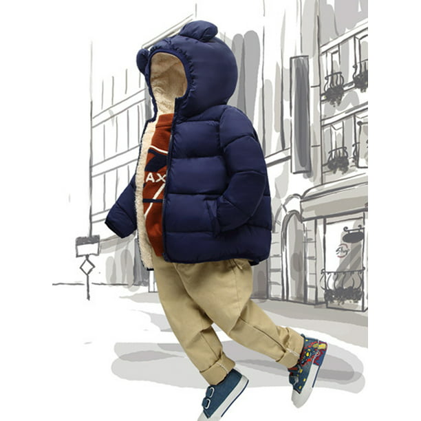 Chaqueta de abrigo para niños y niñas Abrigo cortavientos de dibujos  animados con capucha y ropa de abrigo(Azul/2-3 años) Nituyy  Chaqueta-GL715-FT37456D5