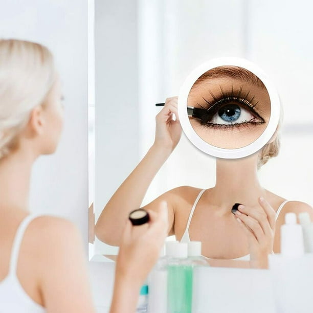 Espejo de viaje portátil con espejo de maquillaje con aumento 20X