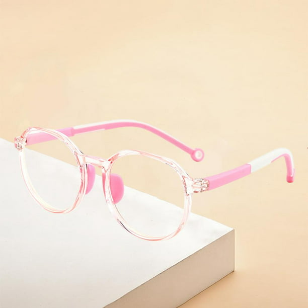 Montura de gafas para ordenador para hombre y mujer, anteojos redondos con  luz azul, transparente, color rosa, gafas de bloqueo, montura de gafas