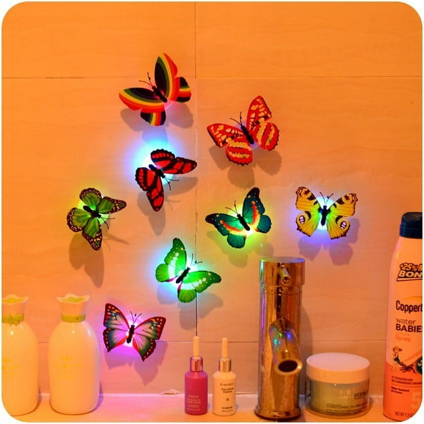 Luz nocturna LED, mariposa de fibra para niños, luz nocturna tipo enchufe  LED que cambia de color, luz nocturna para dormitorio, sala de estar