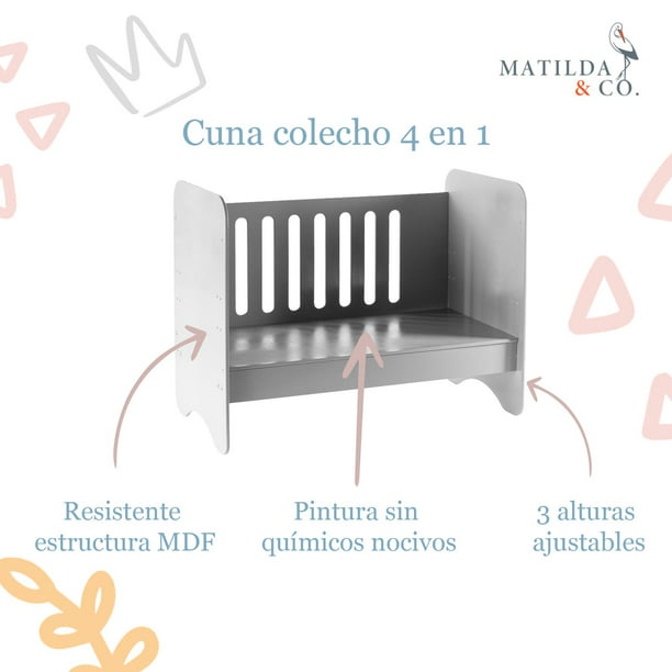 Influyente bomba población Cuna 4 en 1 Matilda&Coâ€“Cama Cuna Colecho de Madera para Bebe gris  Unitalla Matilda & Co. 7502308491137 | Walmart en línea