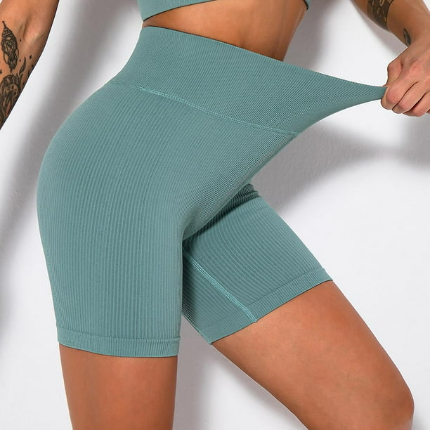 Pantalones Cortos Deportivos Sin Costuras Para Mujeres Leggins De Cintura  Alta