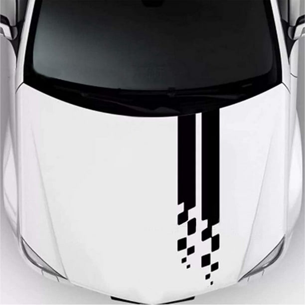 Pegatinas de capó de coche, pegatinas de decoración Exterior de vinilo  lateral para cuerpo de carreras de capó Universal negro JAMW Sencillez