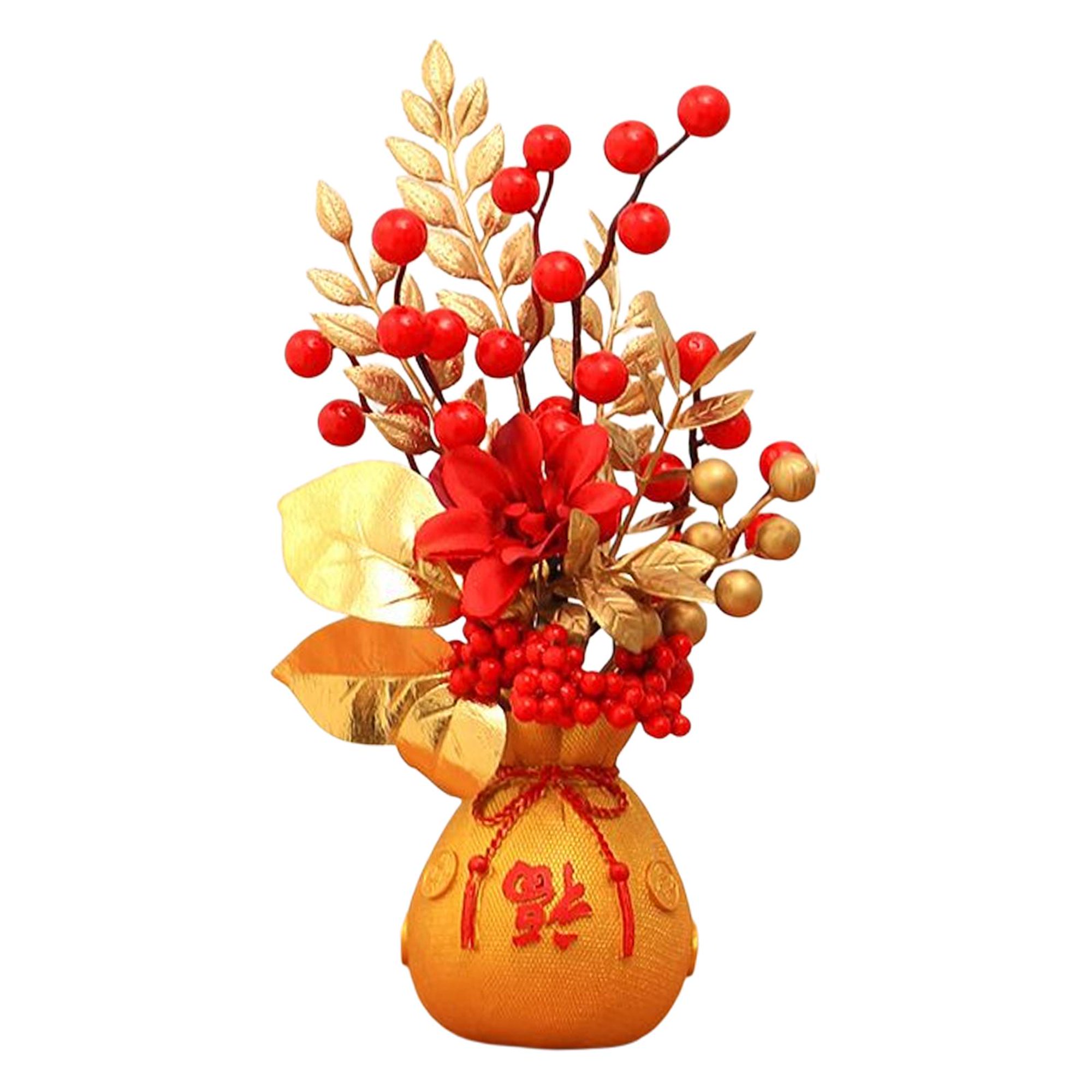 Flor Artificial china, adorno de de bayas, centro de mesa decorativo para  el hogar, sala de estar, Festival de primavera, decoración de otoño Hojas  27cmx31cm Macarena Baya Roja
