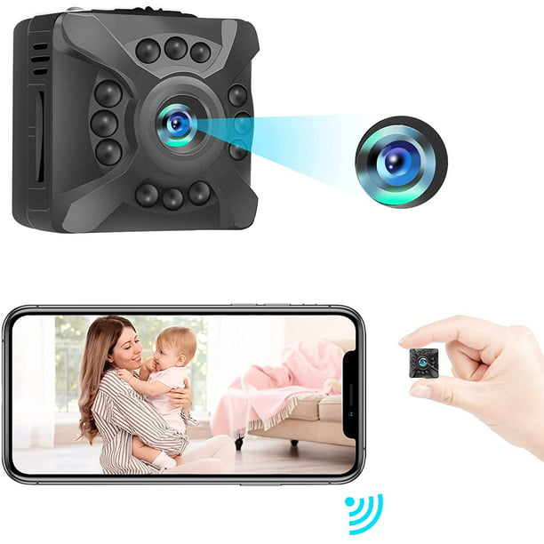 Cámara espía con cámara oculta, Wi-Fi Mini 1080P HD videocámara inalámbrica  portátil grabadora de video, cámaras IP con detección de movimiento para