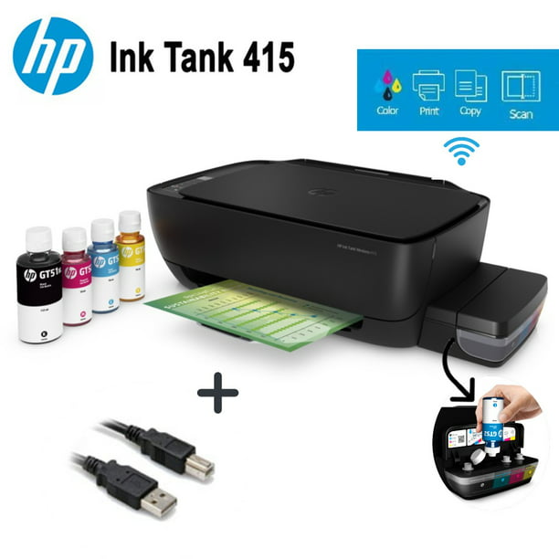 Impresora Multifuncional Hp Ink Tank 415 Tinta Continua Color WiFi USB  Negro
