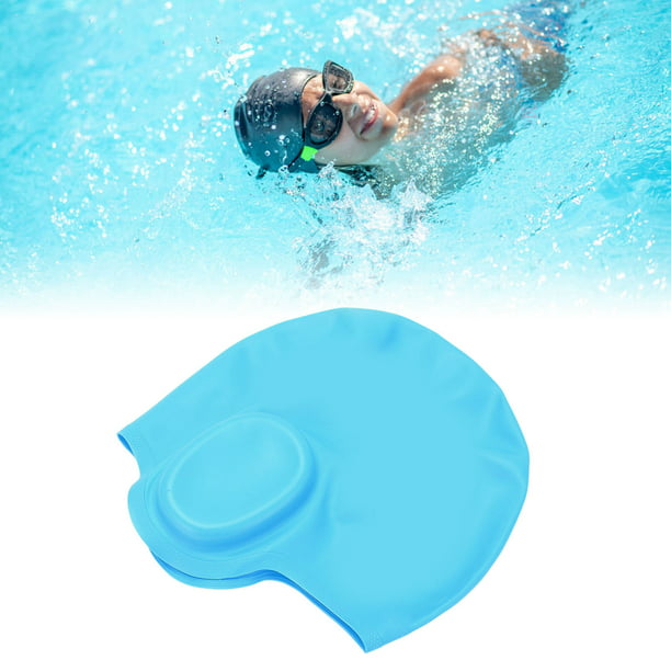 Gorro de natación de silicona antideslizante Unisex, gorro de piscina de  pelo largo con protección de