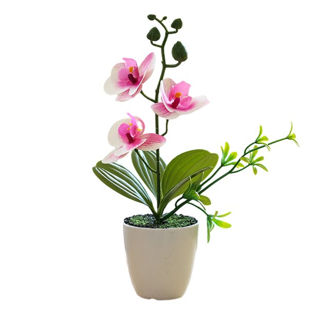 NUEVO Arreglo floral de orquídea artificial de seda rosa en jarrón