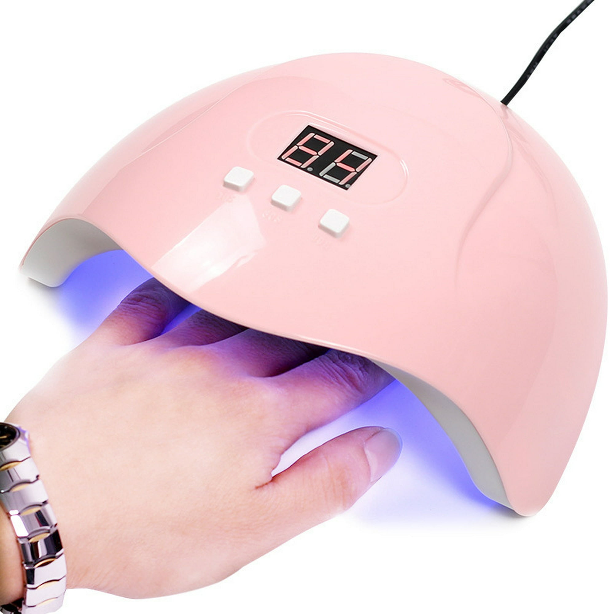 Lámpara LED de uñas con ventilador de secado rápido de uñas de gel para  manos dobles, 4 modos de lámpara de uñas de gel con sensor automático y 3