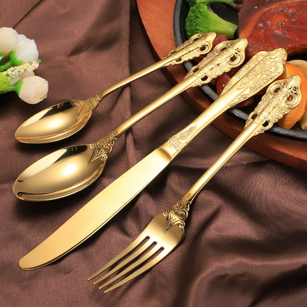 Standcn - Juego de utensilios de cocina dorados, 9 herramientas de cocina  de acero inoxidable 304 con tenedor de carne, cuchara sólida, cuchara