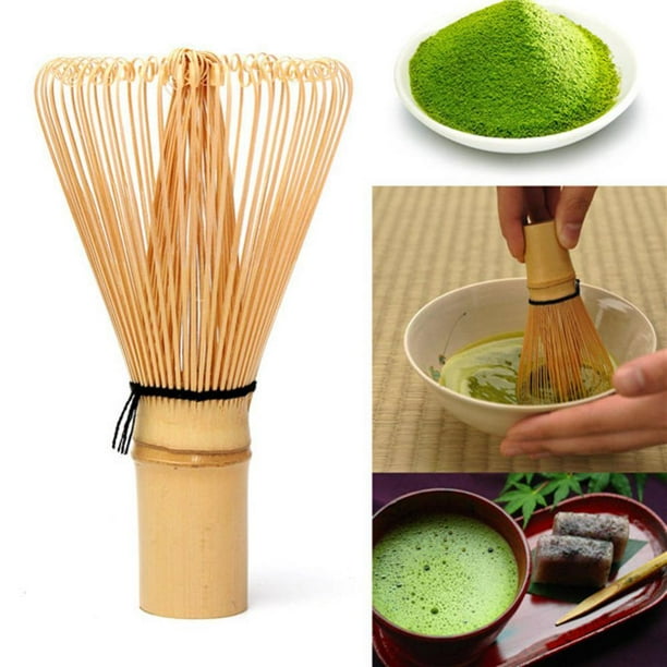 Batidor de bambú para hacer té matcha té matcha verde en polvo en un bol
