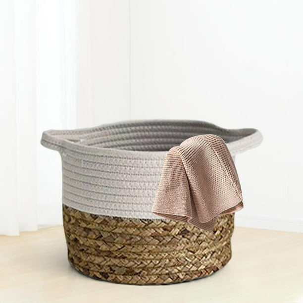 Goodpick Bonita cesta redonda – Cestas de yute de cuerda de algodón para  sala de estar, cesta de toalla tejida para dormitorio, juego de