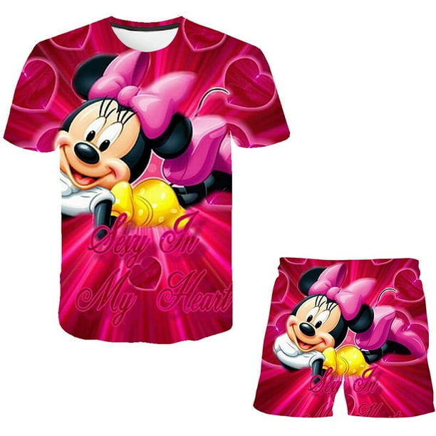 Conjuntos de ropa de Mickey Mouse niños, ropa de verano para camiseta de manga para niñas y pantalones, trajes de 2 uds, ropa para niños de 6M Gao Jinjia