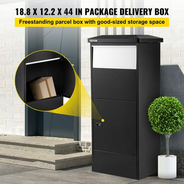 Caja de entrega de paquetes para exterior, buzón grande con bloqueo para  paquete, buzón de acero galvanizado, caja de paquete resistente para  porche
