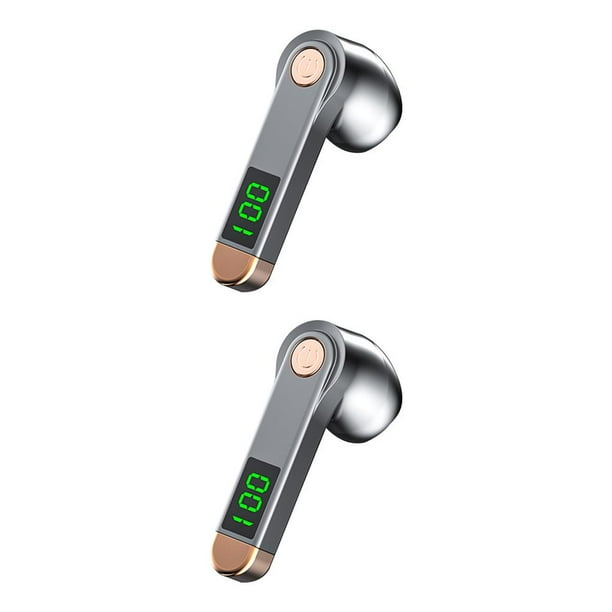 sweethay Auriculares inalámbricos recargables compatibles con Bluetooth 5.2  con micrófono con cancelación de ruido Auriculares pequeños con graves de  Negro 2piezas