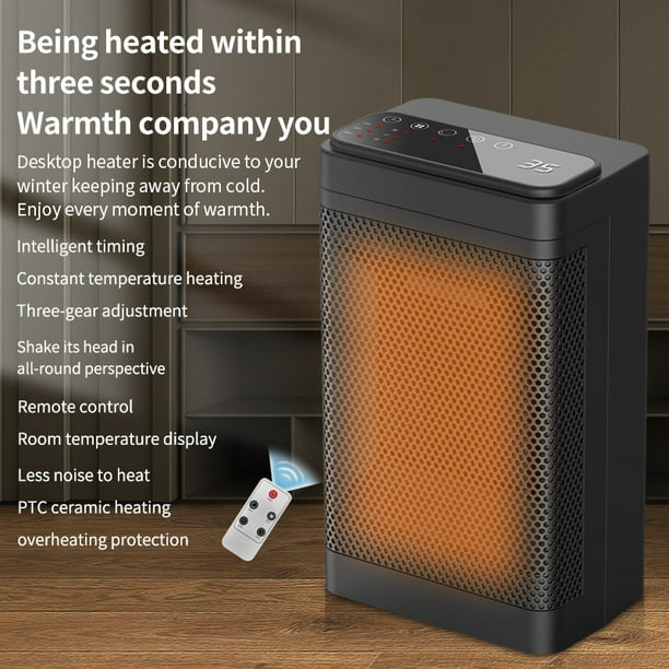 Radiador de dormitorio Ventiladores de circulación de calefacción rápida de  escritorio de ahorro de energía con soplador de aire caliente remoto para  sala de estar