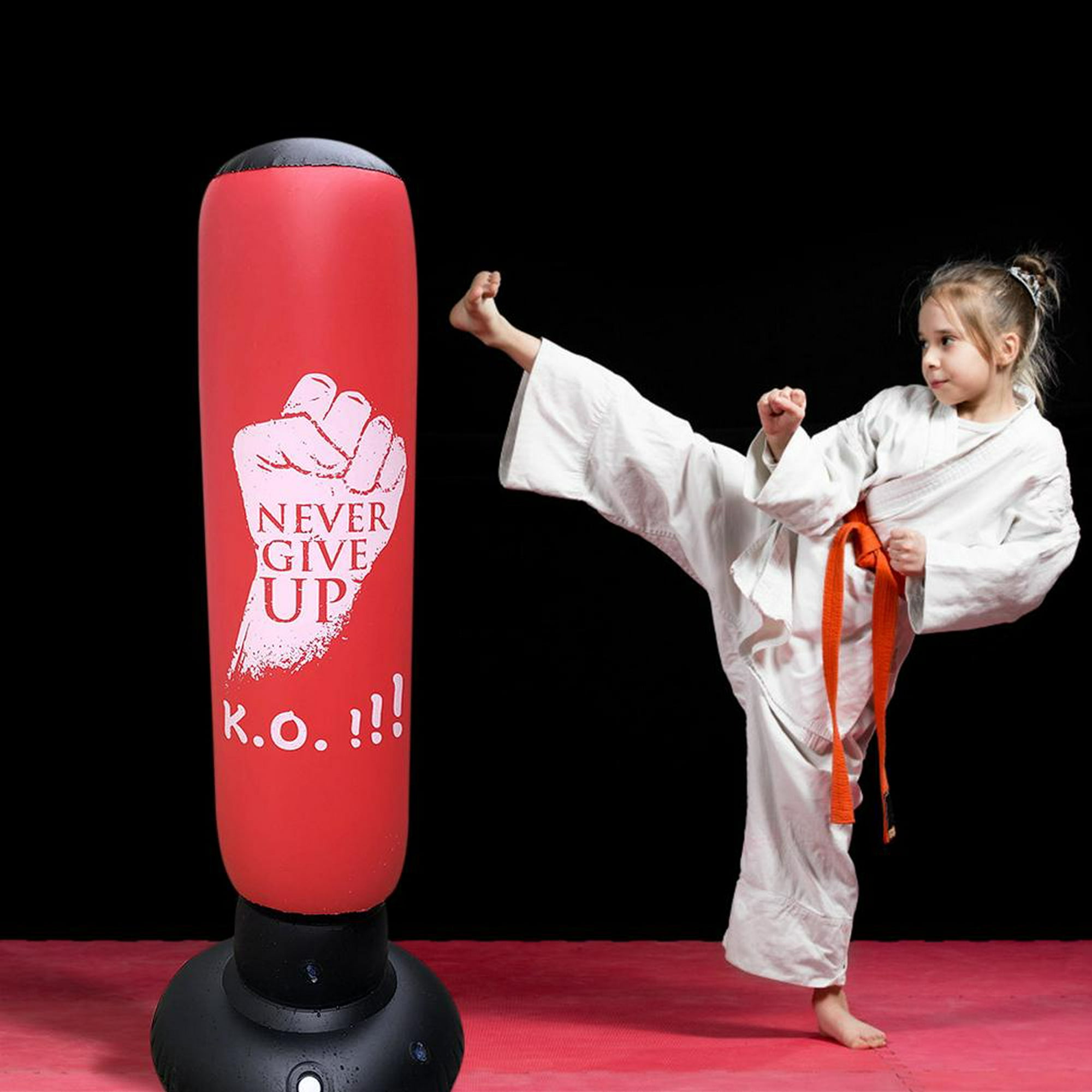 Saco de boxeo inflable para niños: bolsa de boxeo independiente de karate -  saco de boxeo de kickboxing de taekwondo para niños y niñas (rojo)
