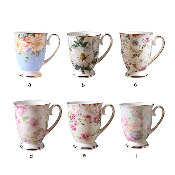 Naiovety Taza clásica de flores, tazas de cerámica para café, té
