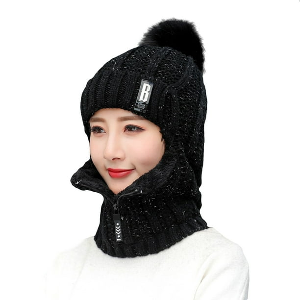 Gorro de invierno de forro polar rojo brillante para mujer