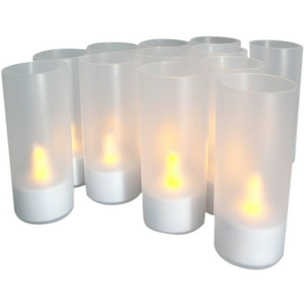 12 velas LED recargables efecto llama con base de carga ideal para