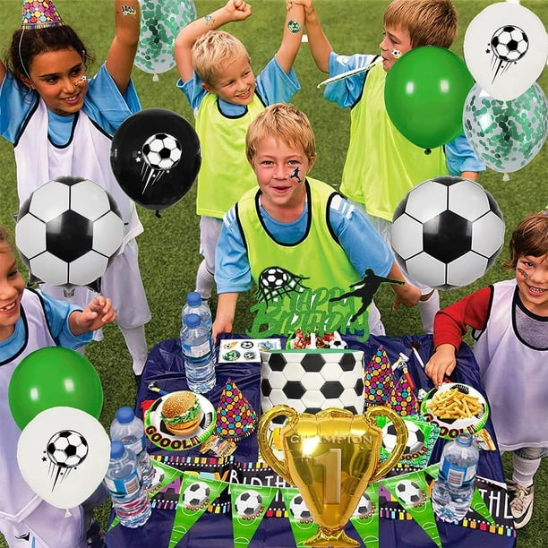 Pack de 152 Fútbol Infantil Fiesta de Cumpleaños Vajilla Decoraciones de  Fútbol Globo Cubiertos Vaji Zhivalor WXOTTO-SYJ-1393
