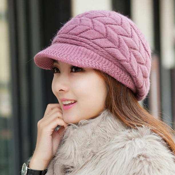 Sombrero de punto cálido de invierno para mujer Gorros de esquí nieve de lana con visera Ormromra ZJWJ886-6 | Walmart en línea