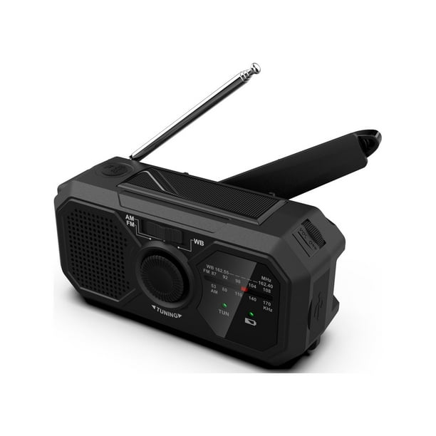 Radio portátil Manivela Radio solar Supervivencia AM/FM Dinamo Radio USB-C  2500 mAh Recargable con linterna LED Alarma SOS Brújula Pequeña radio de  bolsillo