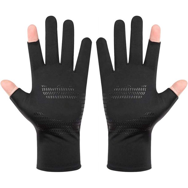 Guantes de conducción sin dedos de seda de hielo para hombre y mujer,  protección solar de verano guantes de medio dedo, guantes antideslizantes  con