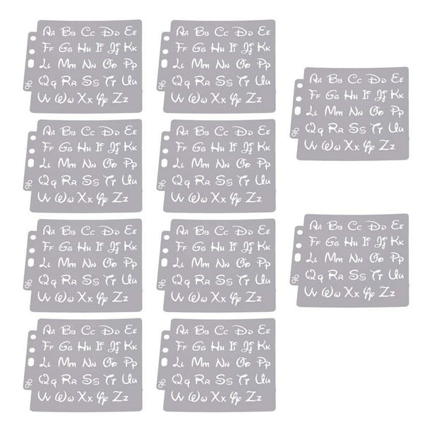 10 Uds plantillas de alfabeto reutilizables juego de plantillas de pintura de  letras para dibujar en madera, azulejo de pared de , proyectos de Baoblaze Plantilla  de pintura de letras