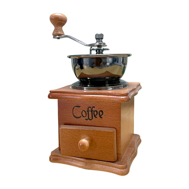 Molinillo de café manual, molinillo de café de mano de grosor ajustable,  molinillo de café retro de haya clásico, base de madera clásica, manivela  de