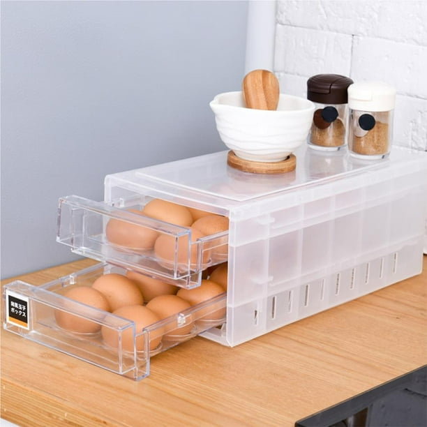 Soporte para huevos para refrigerador 24 rejillas, cajón tipo caja de  almacenamiento de huevos, contenedor de almacenamiento de huevos frescos de