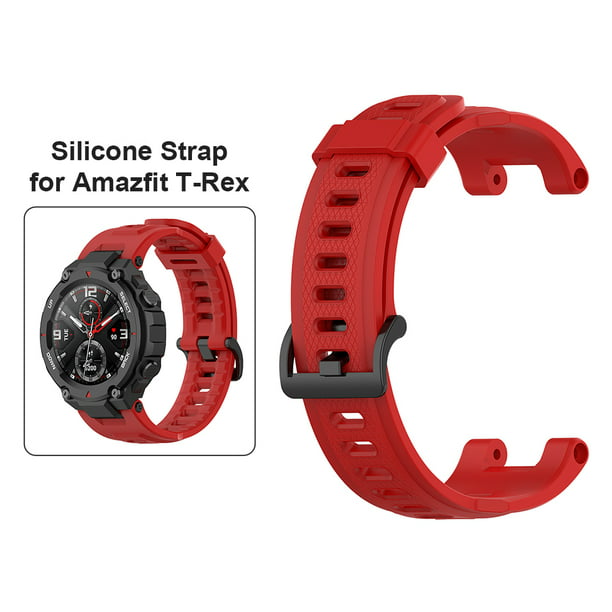 Kuymtek Correa de reloj de silicona para Huami Amazfit T-Rex Pro/Amazfit T- Rex (Rojo)