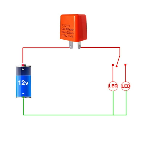 4 Uds. Relé intermitente universal de 12 V y 2 pines, relé intermitente  electrónico de velocidad ajustable, para luces LED de señal de giro o  indicadores de dirección (naranja) Kuyhfg Bienvenido a