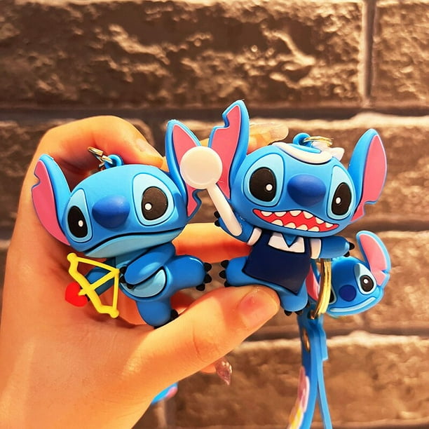 Disney-llavero de Lilo & Stitch para pareja, llavero de figura de Anime,  bonito azul y