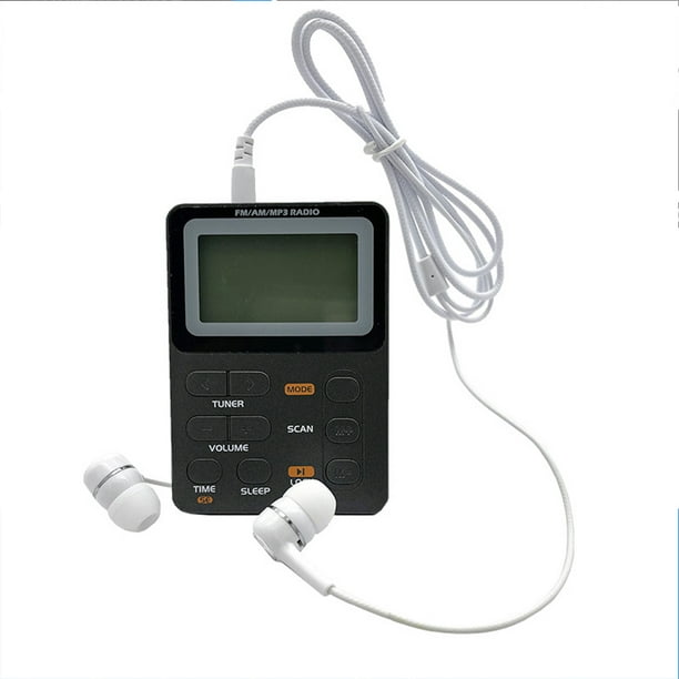 Radio de bolsillo AM FM con pantalla digital y conector para auriculares  estéreo, despertador, advertencia meteorológica (