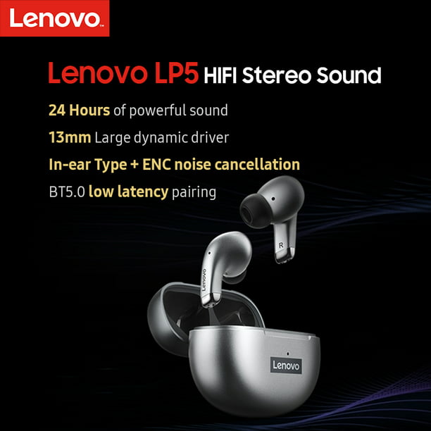 Auriculares Inalámbricos Bluetooth Lenovo Lp5 Gris +cuota*
