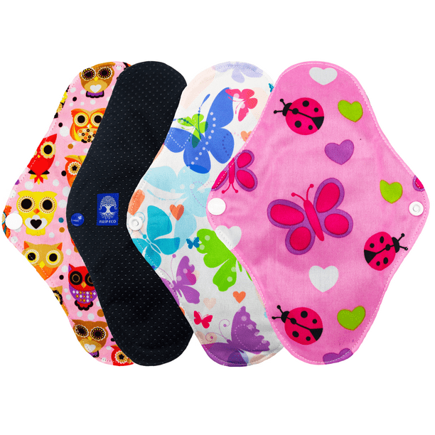 Toallas femeninas de tela reutilizables sanitarias regulares ecobaby original ecobaby original Estampado con toalla femenina Toallas femeninas de tela reutilizables sanitarias regulares ecobaby original ecobaby original Estampado