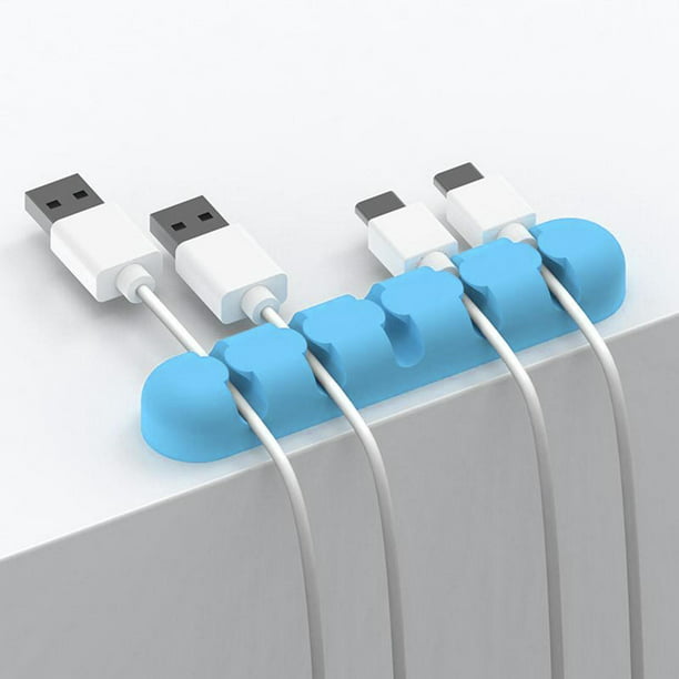 Organizador de Cables de silicona USB, enrollador de cables de escritorio,  Clips de gestión ordenados, Cable para soporte de ratón, teclado,  auriculares, organizador de cables