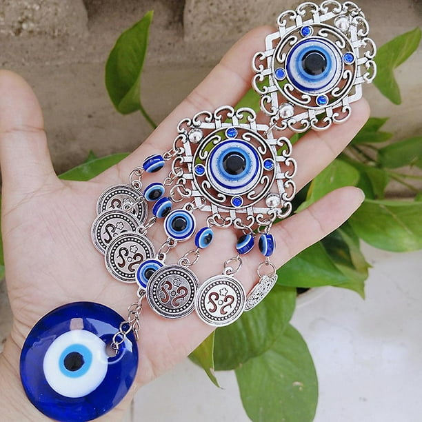 Round Azul turco para amuletos contra el mal de ojo, colgante de pared para  protección, colgante de la suerte, decoraciones para el hogar y el jardín  del coche, regalo de bendició YONGSHENG