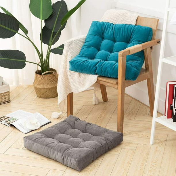 Cojines cuadrados redondos gruesos para asiento de suelo, almohadas de  meditación gruesas y sólidas, almohada de suelo con asa de transporte