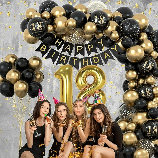 Decoración del 40 cumpleaños, Decoraciones de cumpleaños de la fiesta del  hombre 40 y las mujeres, Feliz cumpleaños Decoración de oro negro del globo  de la guirnalda