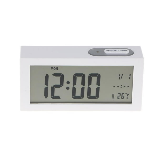 Reloj despertador digital, reloj matutino LCD con calendario, termómetro de  pantalla grande, luz nocturna inteligente para dormitorio