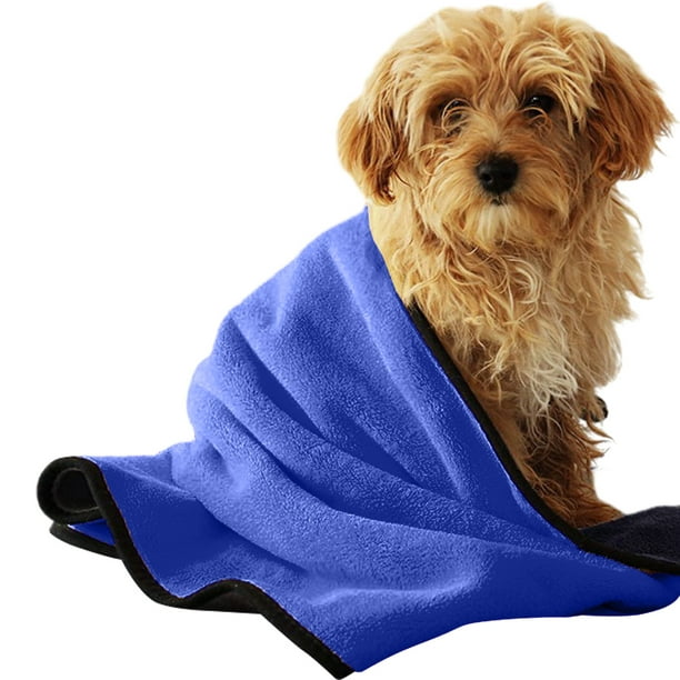  Chumia 4 toallas de secado para perros y cachorros, toallas  absorbentes de microfibra a granel, suministros de baño para mascotas,  toalla de secado rápido para perros medianos, gatos, mascotas (azul 