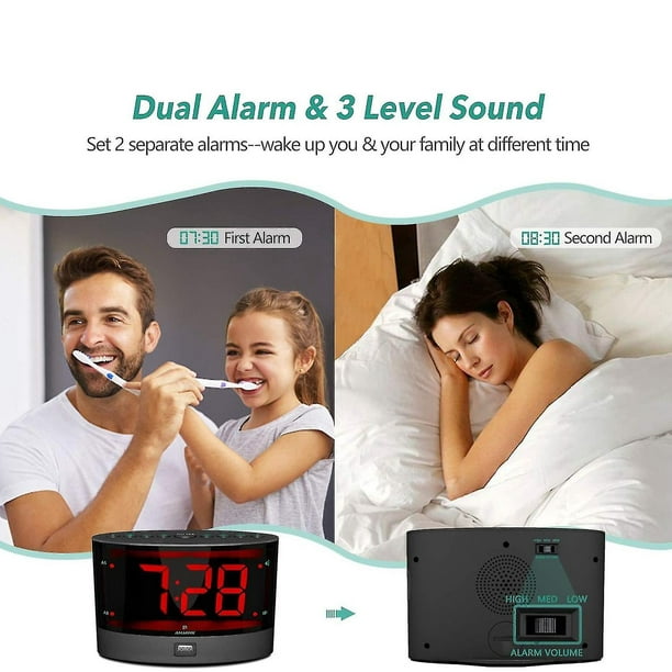Reloj despertador extra ruidoso con agitador de cama inalámbrico,  despertador doble vibratorio para personas que duermen mucho, sordos Ls Yl  YONGSHENG 8390611922405