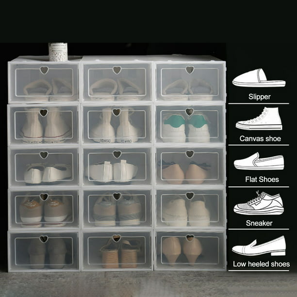 Caja de zapatos engrosada, zapatero de plástico transparente, dormitorio  que ahorra espacio yeacher Repisa de zapatos