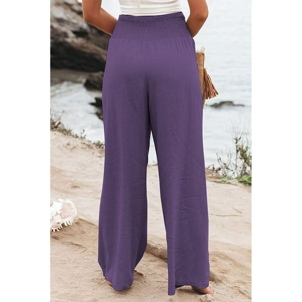 Pantalones de mujer tela de poliéster de pantalones sueltos casuales a  juego de cintura alta para vacaciones Fugacal Otros