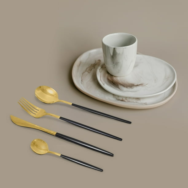 Set Cubiertos Dorados y Negros - Packandthings