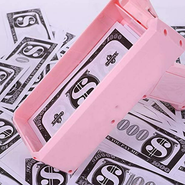Juguete de dinero rosa, haz que llueva dinero, juguete de dinero en spray  con 100 piezas de dinero de utilería y 1 batería de 9 V. Xemadio WMZL-1290