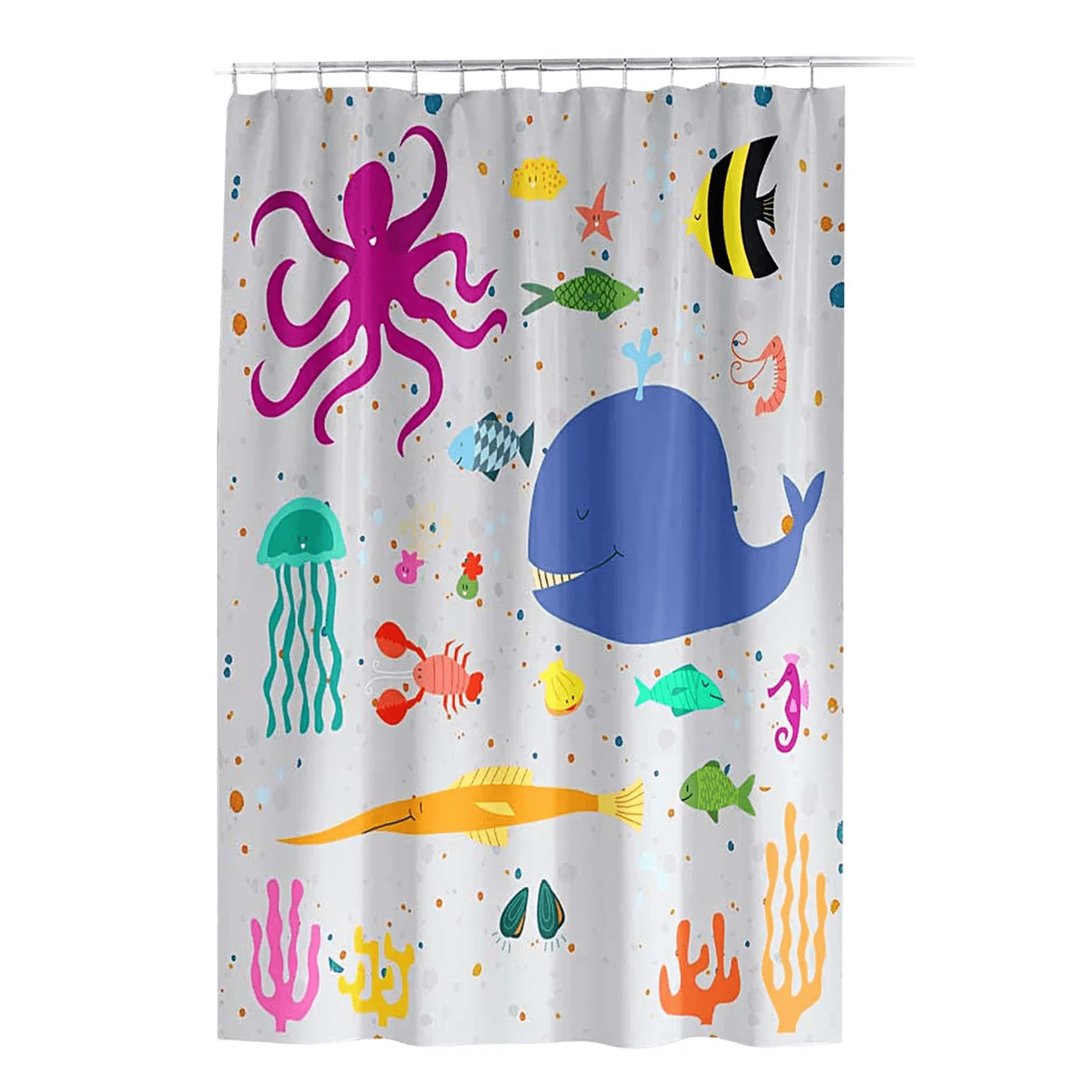 Cortina para baño impermeable tela 180x180cm con 12 ganch xtellar multicolor